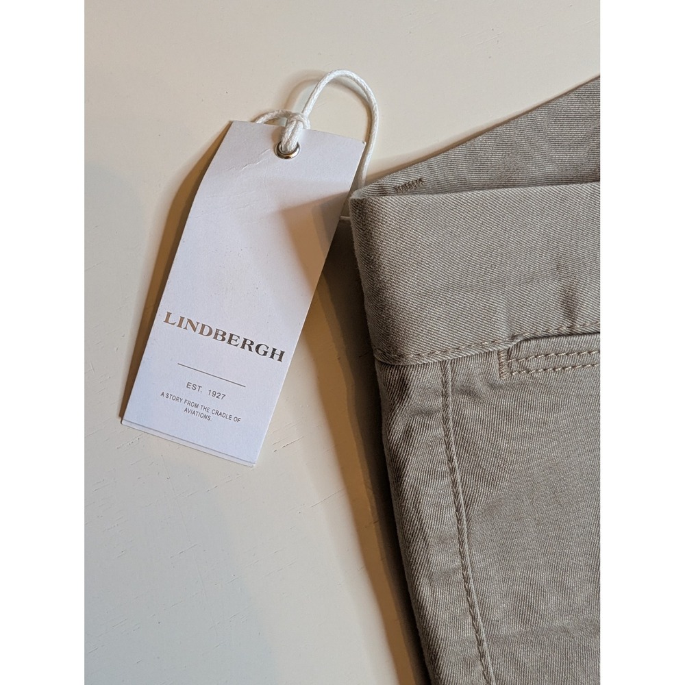 LINDBERGH Mens Chino Pants Khaki Stretch Quality Flat Front Size 32x32 - Picture 4 of 5